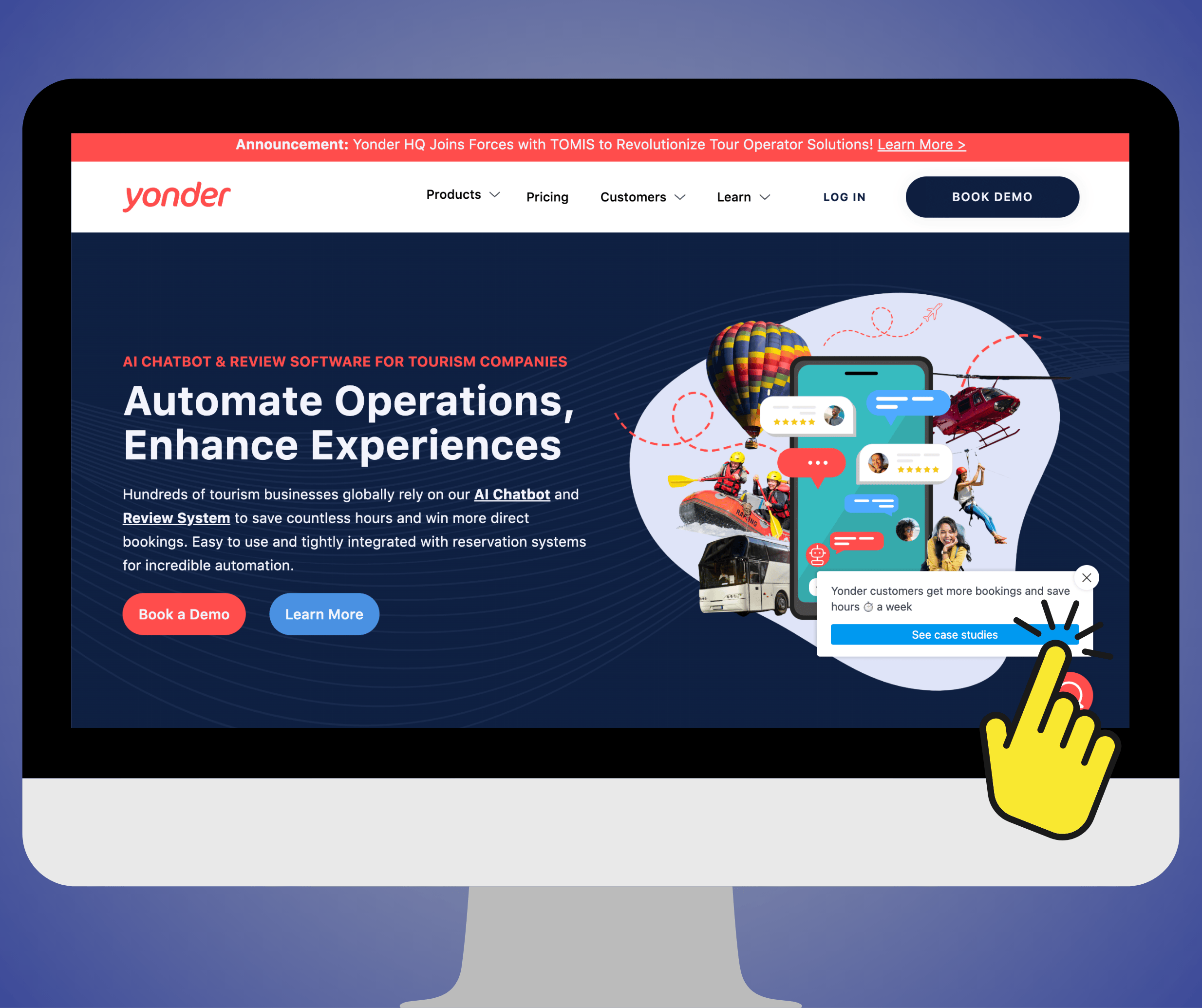 Yonder's Announcement features drive engagement and bookings